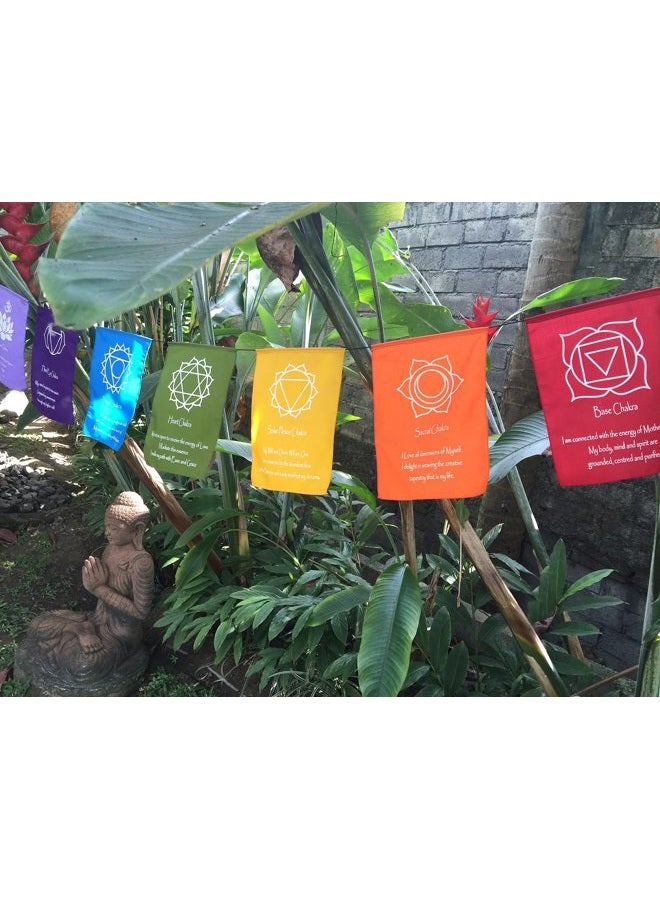 Hands Of Tibet Large Seven Chakra Prayer Flags Banner Wall Hanging - Image 4