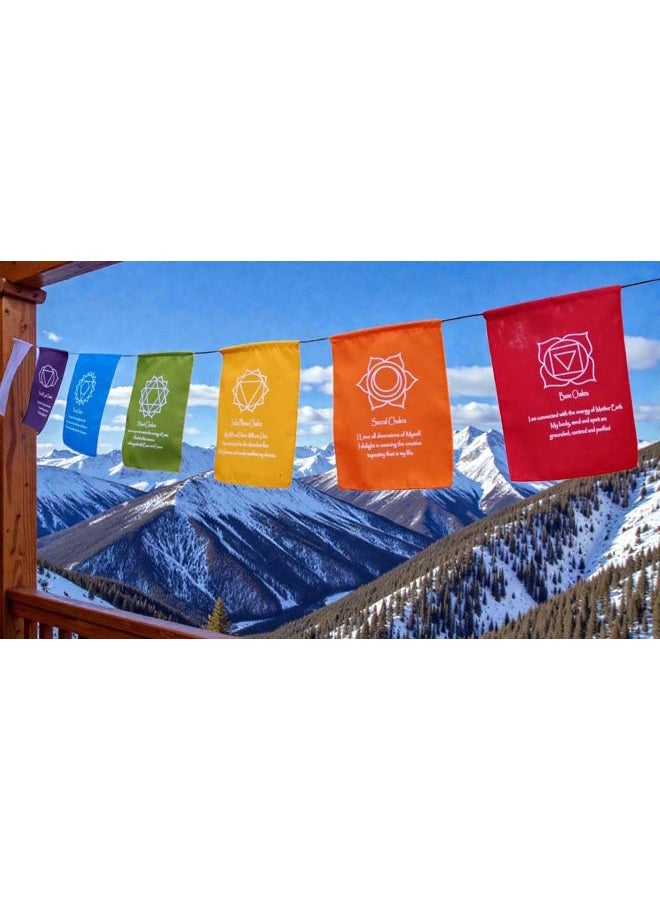 Hands Of Tibet Large Seven Chakra Prayer Flags Banner Wall Hanging - Image 3