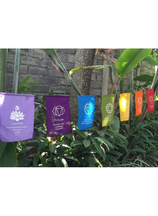 Hands Of Tibet Large Seven Chakra Prayer Flags Banner Wall Hanging - Image 5