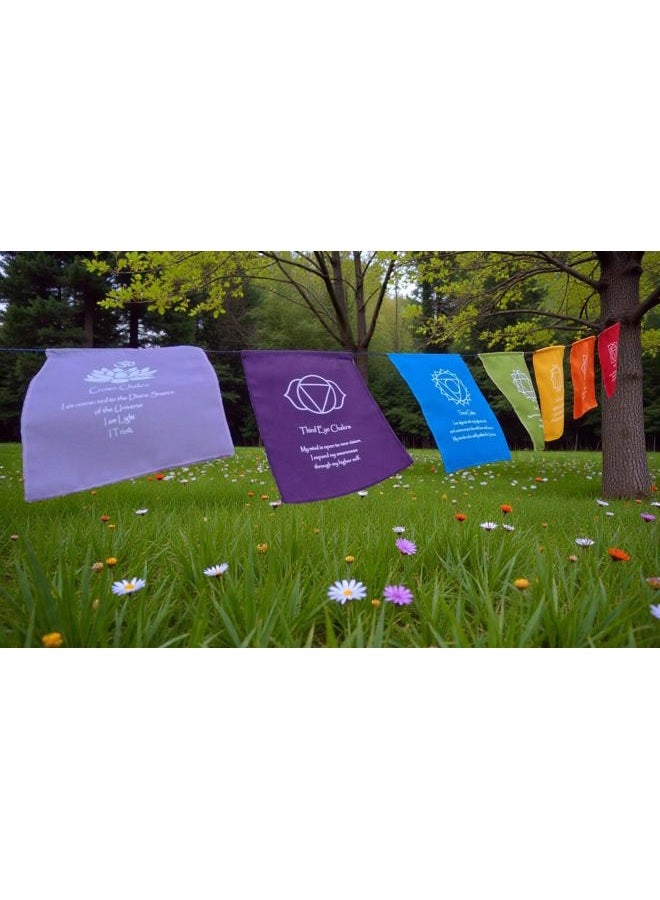 Hands Of Tibet Large Seven Chakra Prayer Flags Banner Wall Hanging - Image 2