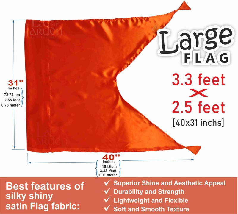 La Jarden® भगवा झंडा / Bhagwa Dhwaj 3.3 × 2.6 ft (40 × 31 in) | Plain Non-Printed Saffron–Kesariya–Orange Flag | Silky Satin Pataka for Temple, Yoga, Meditation, Om Shanti Bhawan & Home Worship - Image 2