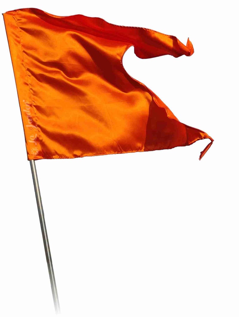 La Jarden® भगवा झंडा / Bhagwa Dhwaj 3.3 × 2.6 ft (40 × 31 in) | Plain Non-Printed Saffron–Kesariya–Orange Flag | Silky Satin Pataka for Temple, Yoga, Meditation, Om Shanti Bhawan & Home Worship - Image 1