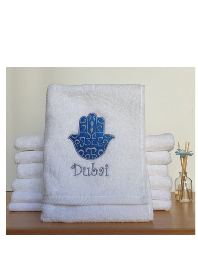 بروماس منشفة أطفال بيضاء ومنشفة يد عالية الجودة. يد فاطمة دبي للتصميم. 100٪ قطن. ملمس ناعم من أجل راحتك. الحجم 100 × 51 سم - Image 1