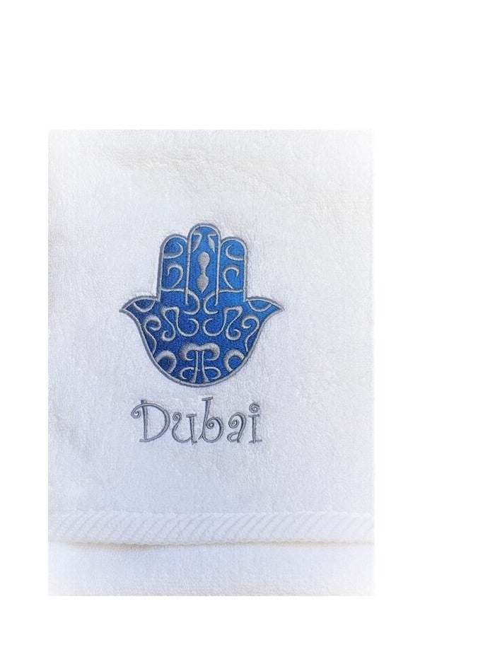بروماس منشفة أطفال بيضاء ومنشفة يد عالية الجودة. يد فاطمة دبي للتصميم. 100٪ قطن. ملمس ناعم من أجل راحتك. الحجم 100 × 51 سم - Image 3