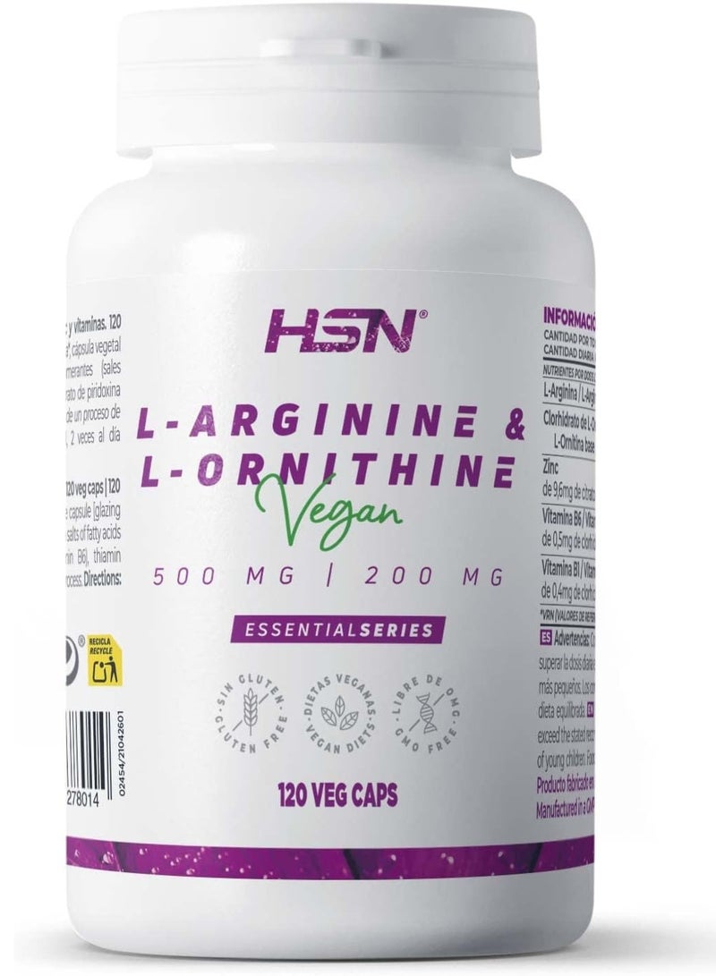 HSN L-Arginine + L-Ornithine 500mg/200mg - 120 veg caps - Image 1