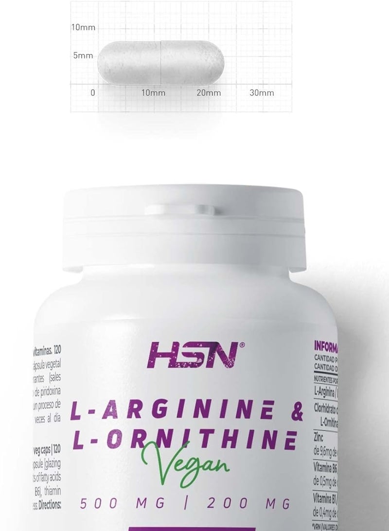HSN L-Arginine + L-Ornithine 500mg/200mg - 120 veg caps - Image 3