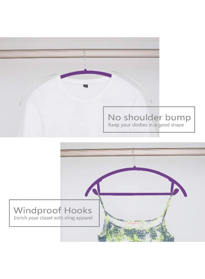 MIZGI MIZGI Premium Velvet Hangers (Pack of 50) Heavyduty- Non Slip No Shoulder Bump Suit Hangers - Chrome Hooks, Space Saving Clothes Hangers, Rounded Hangers for Coat, Sweater, Jackets, Pants - Image 4