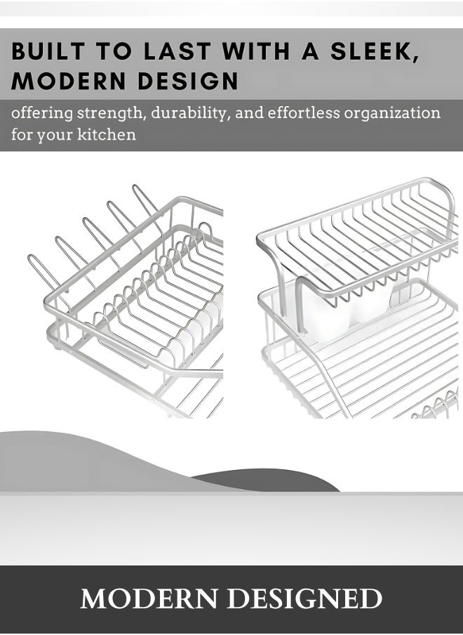 RACK STORE Aluminum Dish Drying Rack, Countertop Plate Rack,  Rust Proof Kitchen dish Rack with Drain Tray  - Image 3