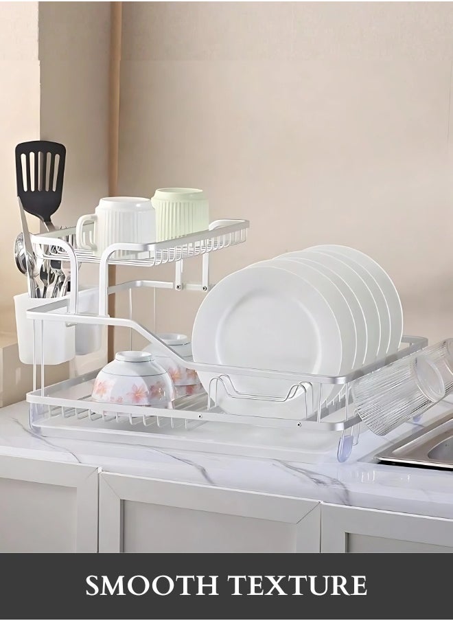 RACK STORE Aluminum Dish Drying Rack, Countertop Plate Rack,  Rust Proof Kitchen dish Rack with Drain Tray  - Image 2