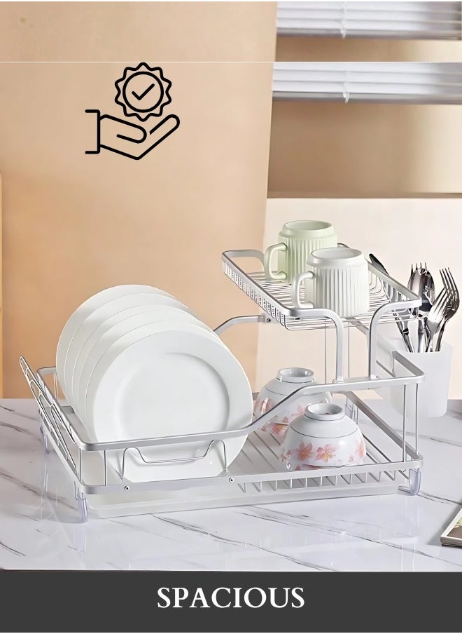 RACK STORE Aluminum Dish Drying Rack, Countertop Plate Rack,  Rust Proof Kitchen dish Rack with Drain Tray  - Image 5