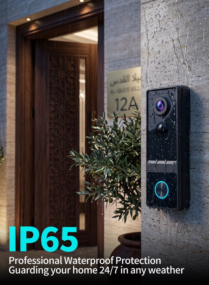 Bcarenest Smart Video Doorbell Camera with PIR Motion Detection, 720P WiFi 2.4GHz, Two-Way Audio, IR Night Vision, Type-C Rechargeable, Free Chime, Tuya App - Image 3