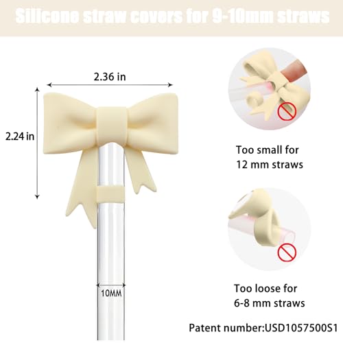 Hpebl 6Pcs Silicone Straw Toppers Covers for Stanley Cups 40/30oz 10mm(0.4in) Dust-Proof Bow Straw Covers Toppers Suitbale for Stanley Cup Accessories Reusable Straws Caps (Colorful F) - Image 2