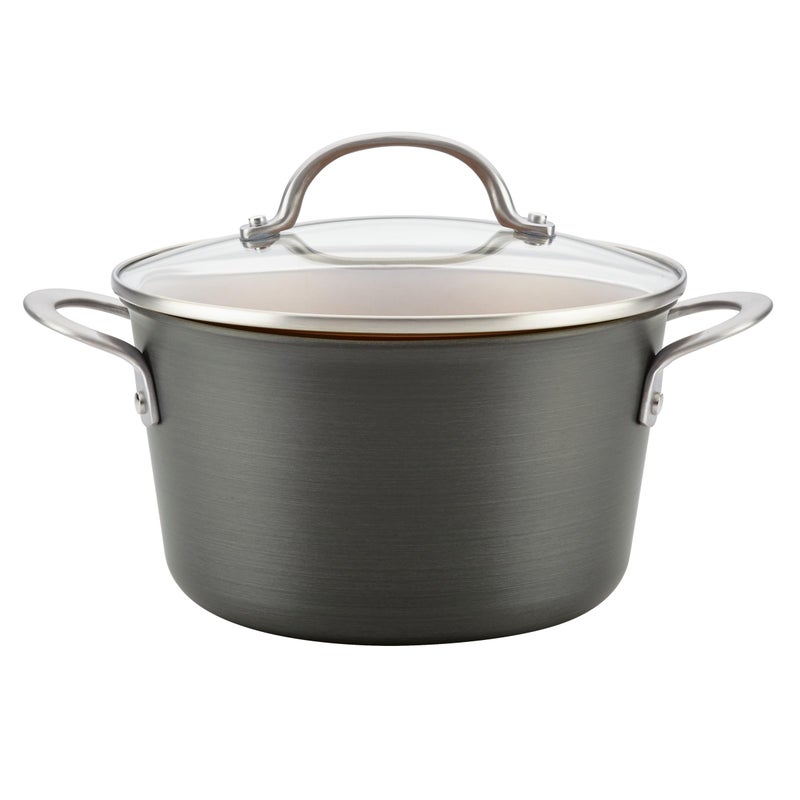Ayesha Ayesha Curry Home Collection Hard Anodized Nonstick Sauce PanSaucepan with Lid 45 Quart Charcoal Gray