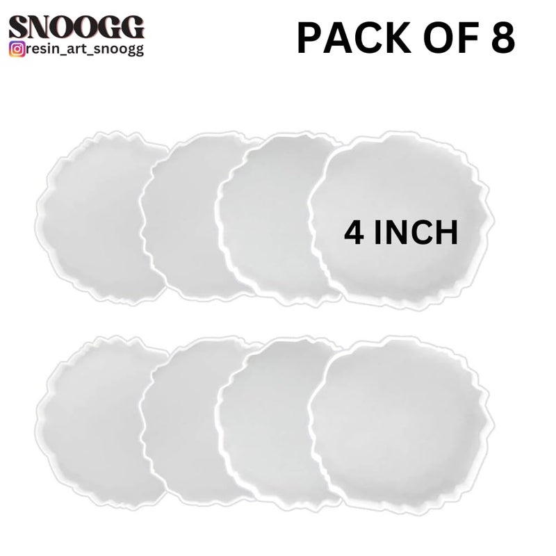 SNOOGG Pack of 4 inch / 8 Piece Agate Shape Mould Epoxy Resin Casting Moulds for Making and DY Coaster, Photo Display, Personalized Gifts, Craftwork, Home Decoration and More. - Image 2
