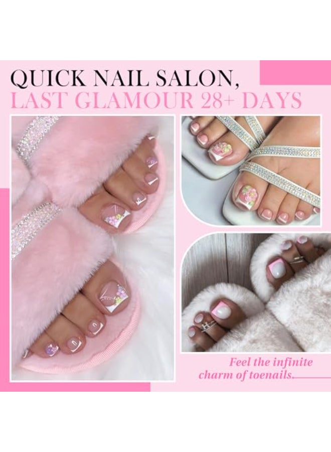 Luckyfairy Square Toe Nail Press Ons French Style Toe Tips 240pcs Clear False Fake Toenails for Faster Toe Nail Extension Kit Home DIY Art Salon 15 Sizes Acrylic Nails Luckyfairy - Image 3