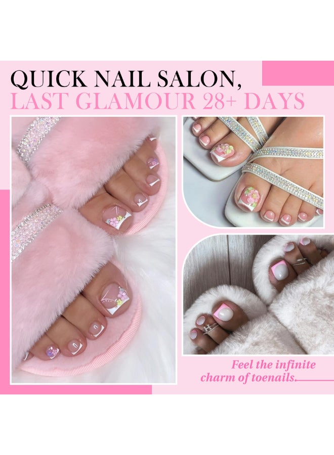 Luckyfairy Square Toe Nail Press Ons French Style Toe Tips 240pcs Clear False Fake Toenails for Faster Toe Nail Extension Kit Home DIY Art Salon 15 Sizes Acrylic Nails Luckyfairy - Image 4