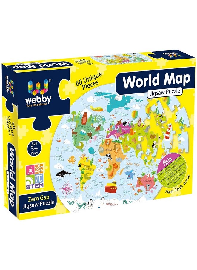 Webby - Combo Of Amazing Solar System | India Map | World Map Jigsaw Floor Puzzle | 60 Pcs With 4 Double Sided Flashcards With Each Puzzle (Set Of 3) - Image 1