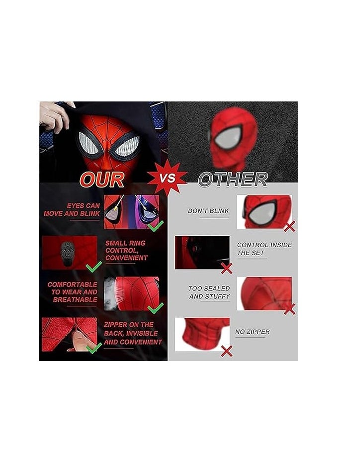 MARVEL Spider M𝐚n Mask Moving Eyes, Realistic Spider Super Hero Full Mask Remote Control Movable Mechanical Eyes, Wearable Movie Prop Mask for Cosplay Birthday  - Image 2