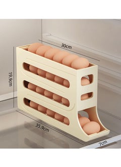 FLYROAD 4 Tier Egg Rack for Refrigerator, 30 Auto Rolling Refrigerator Egg Organizer, Egg Dispenser for Refrigerator, Egg Storage Rack for Kitchen  - Image 2