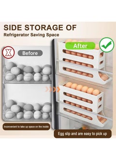 FLYROAD 4 Tier Egg Rack for Refrigerator, 30 Auto Rolling Refrigerator Egg Organizer, Egg Dispenser for Refrigerator, Egg Storage Rack for Kitchen  - Image 5