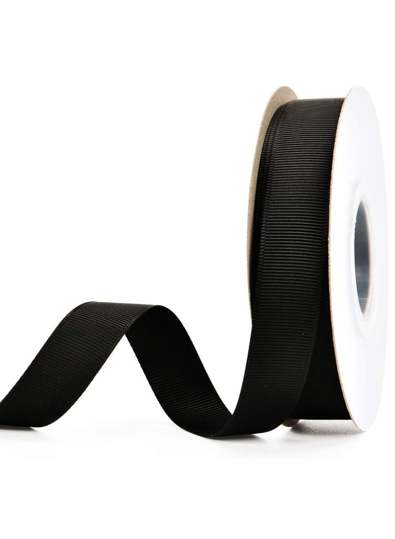 100 ياردة Grosgrain الشريط الأسود DIY بها بنفسك الحرف هدية حزمة التفاف ديكور المنزل 1 بوصة واسعة - Image 1