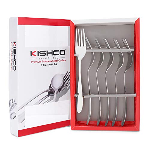 Kishco Stainless Steel Classic Plain Dessert Fork 2 MM - Pack of 6 - Image 1