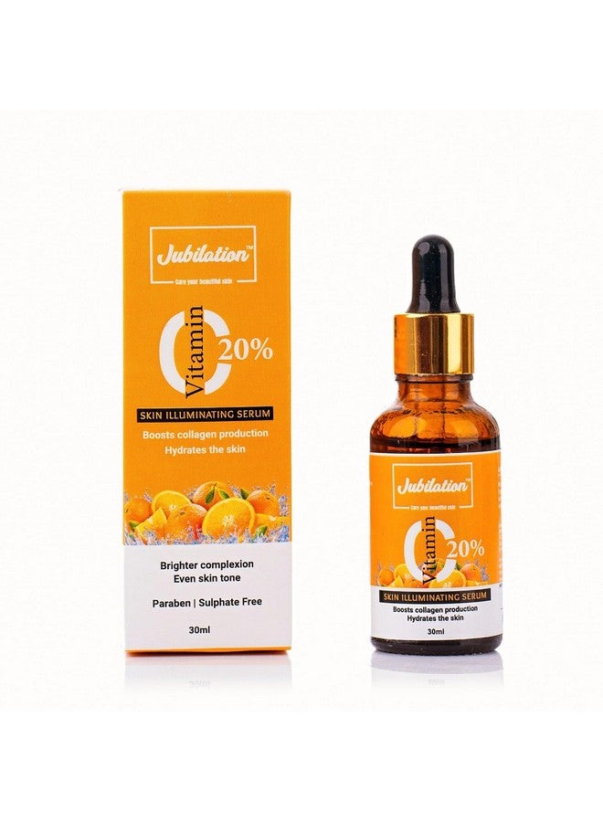 Jubilation 20% Vitamin C Face Serum for Glowing Skin Dark Spot & Pigmentation Acne Scar Revives Dull Skin & Protects Against Sun Damage Vitamin C Serum for Oily Skin Suitable for Men & Women 30 ml - Image 1