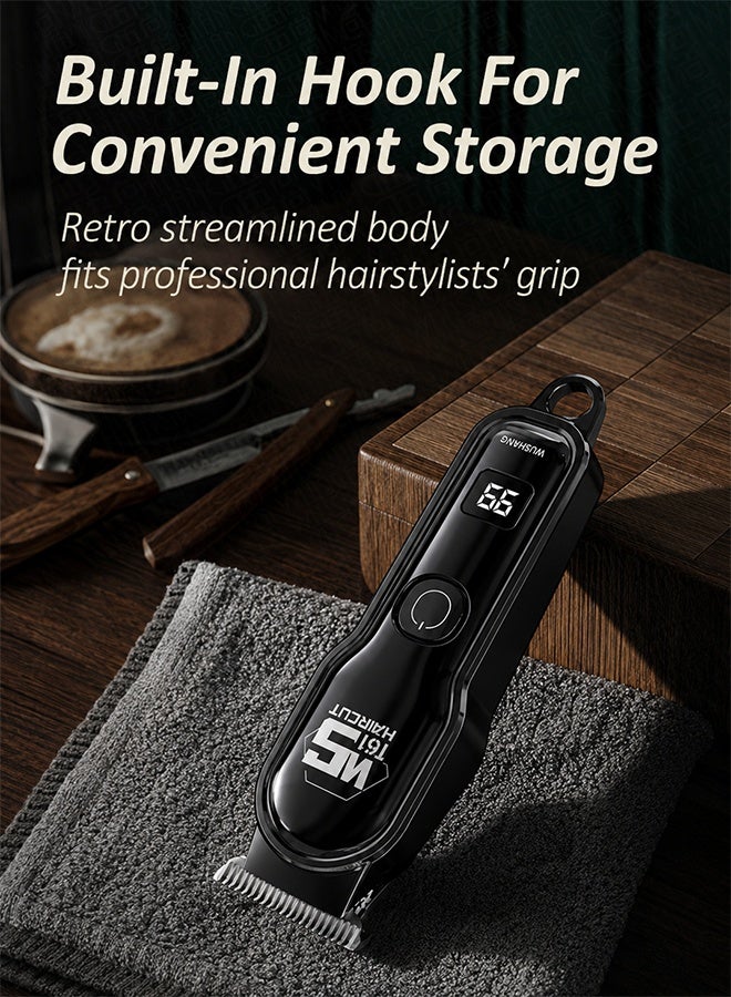 WUSHANG Professional Electric Hair Trimmer for Men, Waterproof Cordless Hair Clipper, Type-C Rechargeable Beard Trimmer and Shaving Machine, Precision Hair Cutting Grooming Tool for Hair, Beard, Sideburns and Body, Home and Salon Use, Black - Image 4