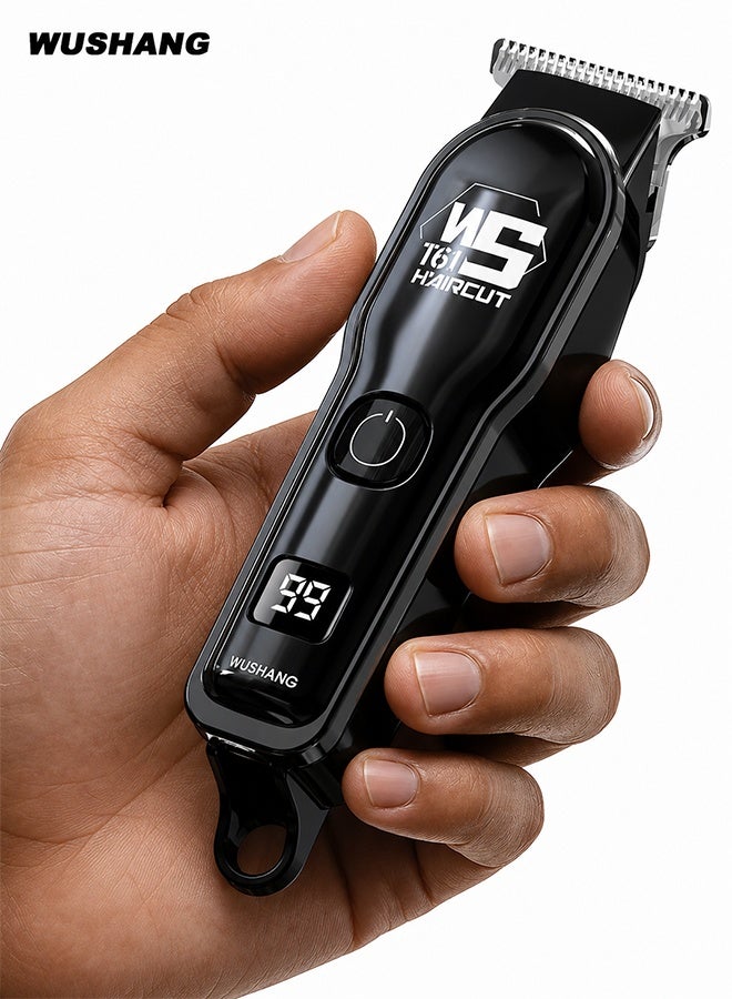 WUSHANG Professional Electric Hair Trimmer for Men, Waterproof Cordless Hair Clipper, Type-C Rechargeable Beard Trimmer and Shaving Machine, Precision Hair Cutting Grooming Tool for Hair, Beard, Sideburns and Body, Home and Salon Use, Black - Image 1