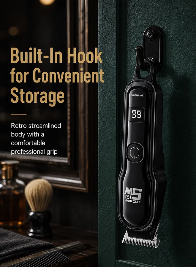WUSHANG Professional Electric Hair Trimmer for Men, Waterproof Cordless Hair Clipper, Type-C Rechargeable Beard Trimmer and Shaving Machine, Precision Hair Cutting Grooming Tool for Hair, Beard, Sideburns and Body, Home and Salon Use, Black - Image 5