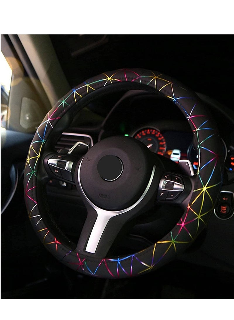 SYOSI Colorful Leather Steering Wheel Cover, Universal Fit 14.5-15.25 inch Steering Wheel Covers for Car Truck for SUV, Breathable, Anti Slip  Odor Free, Warm in Winter and Cool in Summer for Man Woman - Image 5