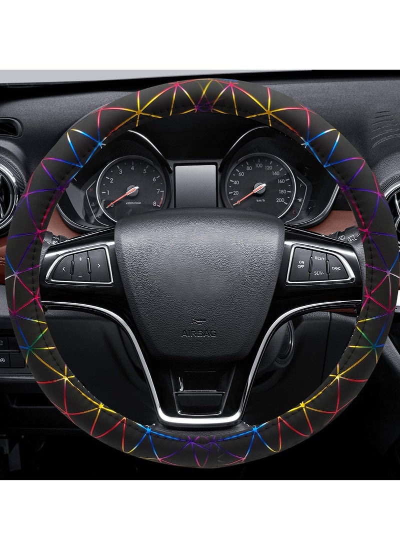 SYOSI Colorful Leather Steering Wheel Cover, Universal Fit 14.5-15.25 inch Steering Wheel Covers for Car Truck for SUV, Breathable, Anti Slip  Odor Free, Warm in Winter and Cool in Summer for Man Woman - Image 4