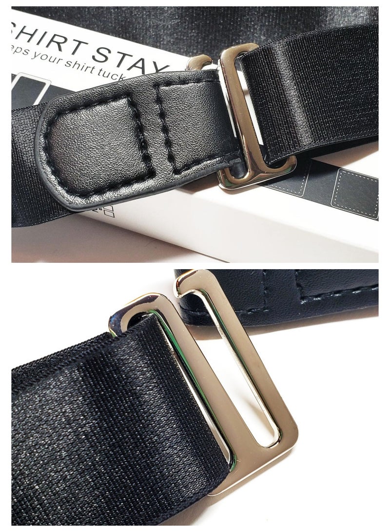 Hiras Adjustable Shirt Stay Belt for Men & Women - Non-Slip Anti-Wrinkle Elastic Strap with Secure Clip, Black - Image 4