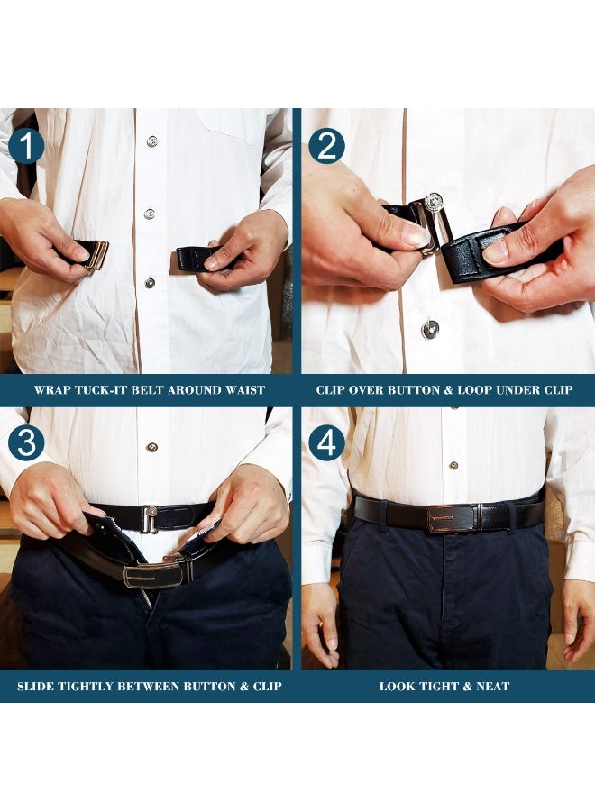 Hiras Adjustable Shirt Stay Belt for Men & Women - Non-Slip Anti-Wrinkle Elastic Strap with Secure Clip, Black - Image 2