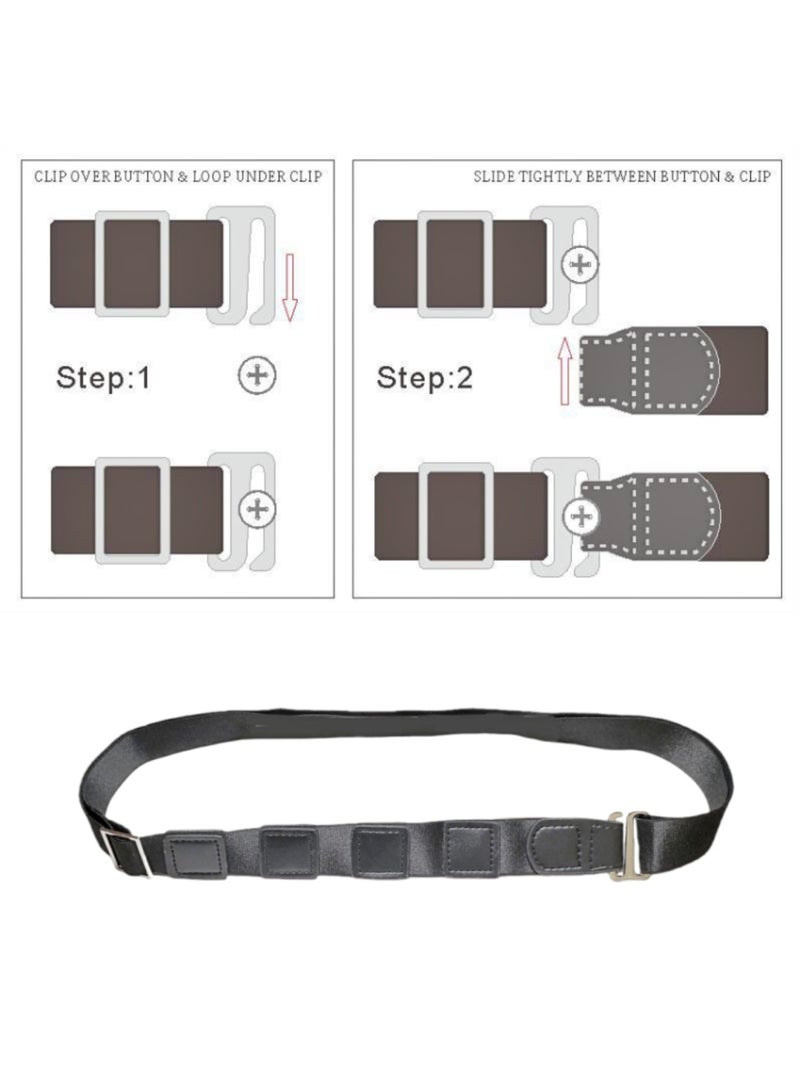 Hiras Adjustable Shirt Stay Belt for Men & Women - Non-Slip Anti-Wrinkle Elastic Strap with Secure Clip, Black - Image 3