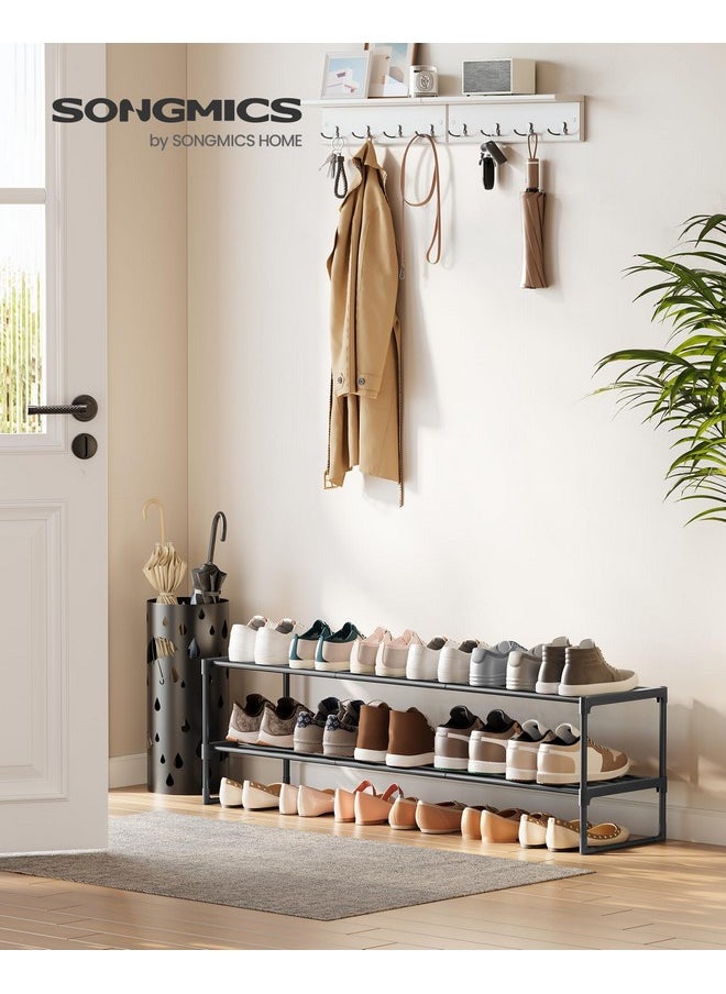 SONGMICS SONGMICS Shoe Rack, 2-Tier Shoe Organizer, Metal Storage Shelf, Upright or Upside Down, for 15-18 Pairs, Stackable, for Entryway, 11.8 x 46.1 x 13.4 Inches, Black ULSA032B01  - Image 2