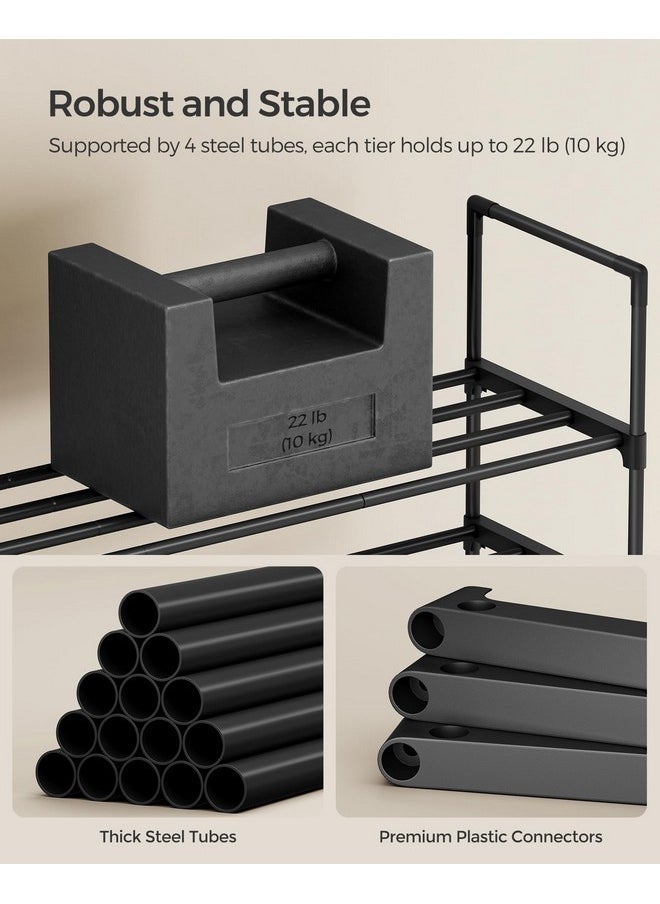 SONGMICS SONGMICS Shoe Rack, 2-Tier Shoe Organizer, Metal Storage Shelf, Upright or Upside Down, for 15-18 Pairs, Stackable, for Entryway, 11.8 x 46.1 x 13.4 Inches, Black ULSA032B01  - Image 5