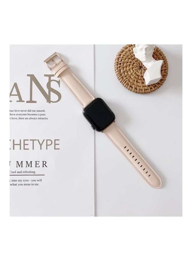 NIBEMINENT V Tail Style Watch Wrist Strap For Apple Series 7 41mm/6 & SE 5 4 40mm/3 2 1 38mm Beige - Image 1