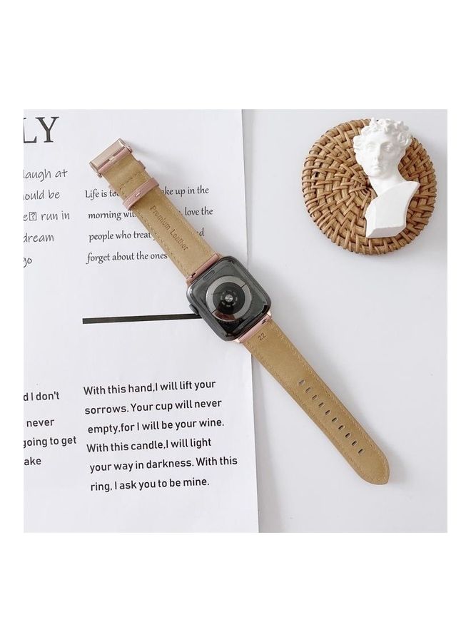 NIBEMINENT V Tail Style Watch Wrist Strap For Apple Series 7 41mm/6 & SE 5 4 40mm/3 2 1 38mm Beige - Image 4