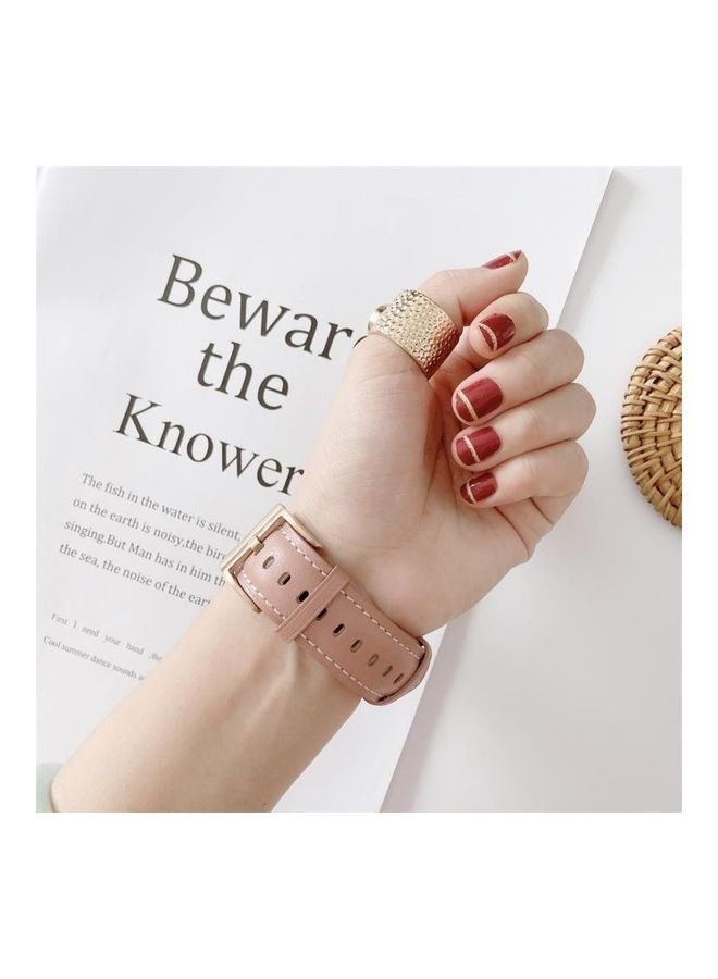 NIBEMINENT V Tail Style Watch Wrist Strap For Apple Series 7 41mm/6 & SE 5 4 40mm/3 2 1 38mm Beige - Image 3