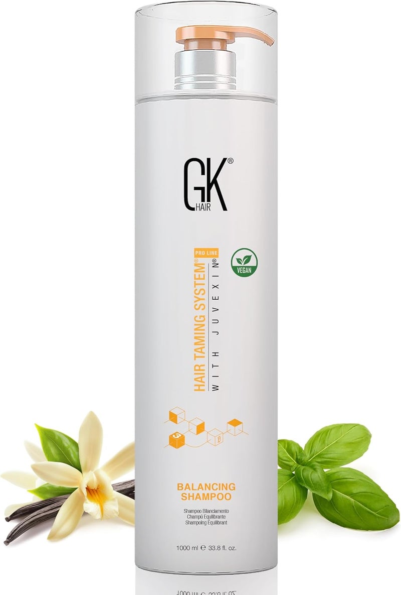 GK HAIR Global Keratin Balancing Shampoo (33.8 Fl Oz/1000ml) For Oily & Color Treated Hair Deep Cleansing, Restores pH Levels Ideal for Over-Processed and Environmentally Stressed Hair - Image 1