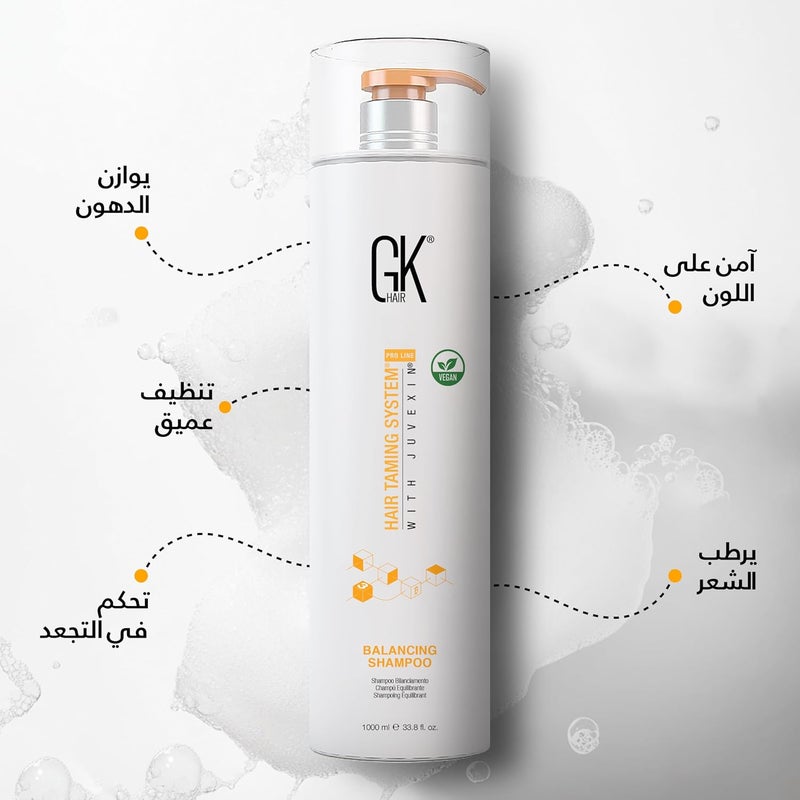 GK HAIR Global Keratin Balancing Shampoo (33.8 Fl Oz/1000ml) For Oily & Color Treated Hair Deep Cleansing, Restores pH Levels Ideal for Over-Processed and Environmentally Stressed Hair - Image 5