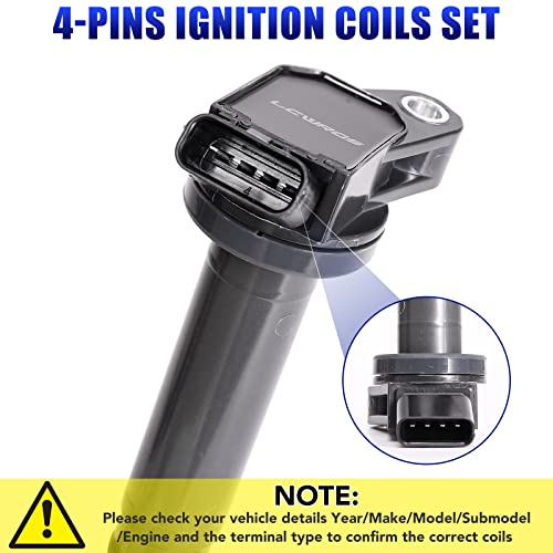 LCWRGS Set of 4 Ignition Coil Pack Fits for 2.5L 2.7L L4 2009 2010 2011 2012 2013 2014 2015 Toyota Highlander RAV4 Camry Avalon Sienna Scion tc ES300H 2.5 2.7 Replaces# UF507 C1596 - Image 4