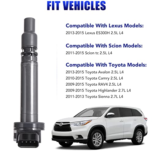 LCWRGS Set of 4 Ignition Coil Pack Fits for 2.5L 2.7L L4 2009 2010 2011 2012 2013 2014 2015 Toyota Highlander RAV4 Camry Avalon Sienna Scion tc ES300H 2.5 2.7 Replaces# UF507 C1596 - Image 5