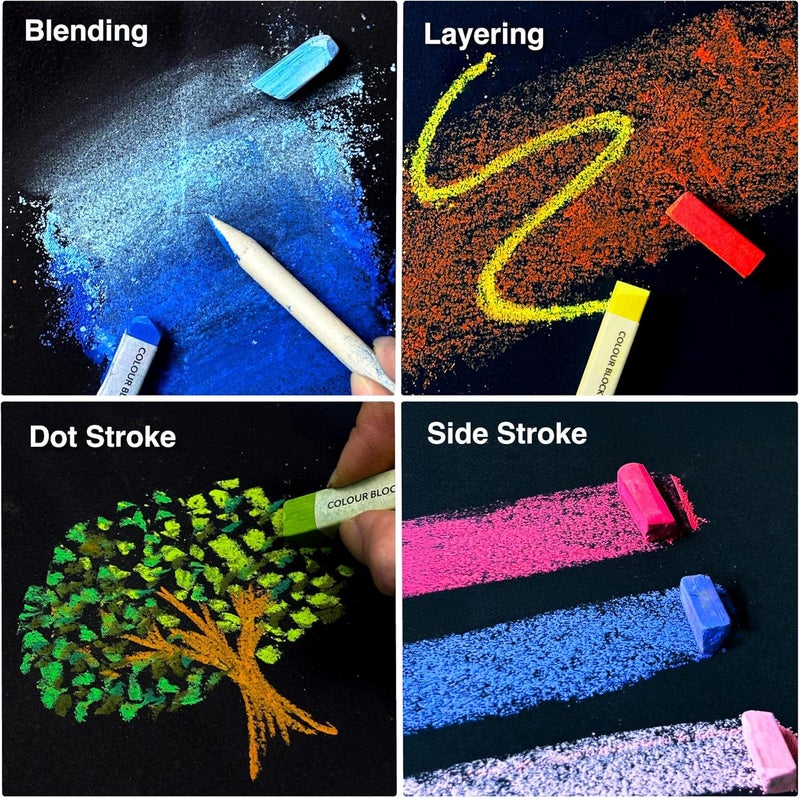 COLOUR BLOCK Soft Pastels for Artists - 100 Colors Square Chalk Pastels Set in Wooden Box - Vibrant Pigments Art Kit for Painting, Drawing, Sketching, Hobbyists, Students. - Image 5