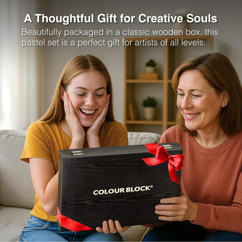 COLOUR BLOCK Soft Pastels for Artists - 100 Colors Square Chalk Pastels Set in Wooden Box - Vibrant Pigments Art Kit for Painting, Drawing, Sketching, Hobbyists, Students. - Image 3