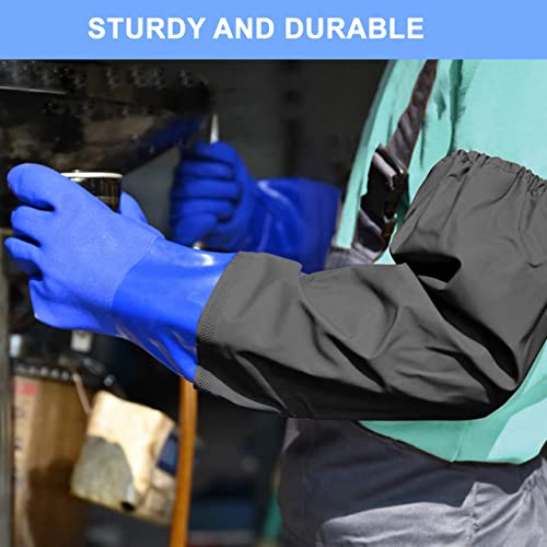 Haiou PVC Chemical Resistant, Long Rubber, Heavy Duty Waterproof Gloves for Chemical and Acid Work, 25 inches, Large-(Blue) - Image 5