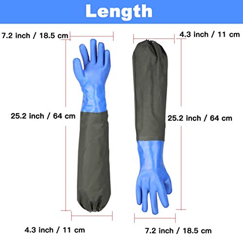 Haiou PVC Chemical Resistant, Long Rubber, Heavy Duty Waterproof Gloves for Chemical and Acid Work, 25 inches, Large-(Blue) - Image 4