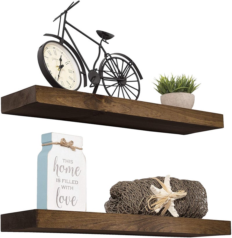 vm decor Floating Shelves Rustic sheesham Wood Wall Shelf India Handmade Set of 2 Dark Walnut 36 x 55 - Image 2