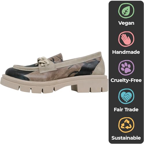 DOGO Penny Loafers for Women - Handmade and Vegan Leather Platform Loafers for Women, Petals Design, Size 8 - Image 5